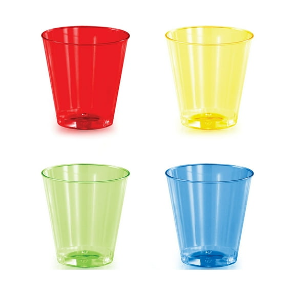 Assorted Colors Plastic Shot Glasses (Pack of 48)