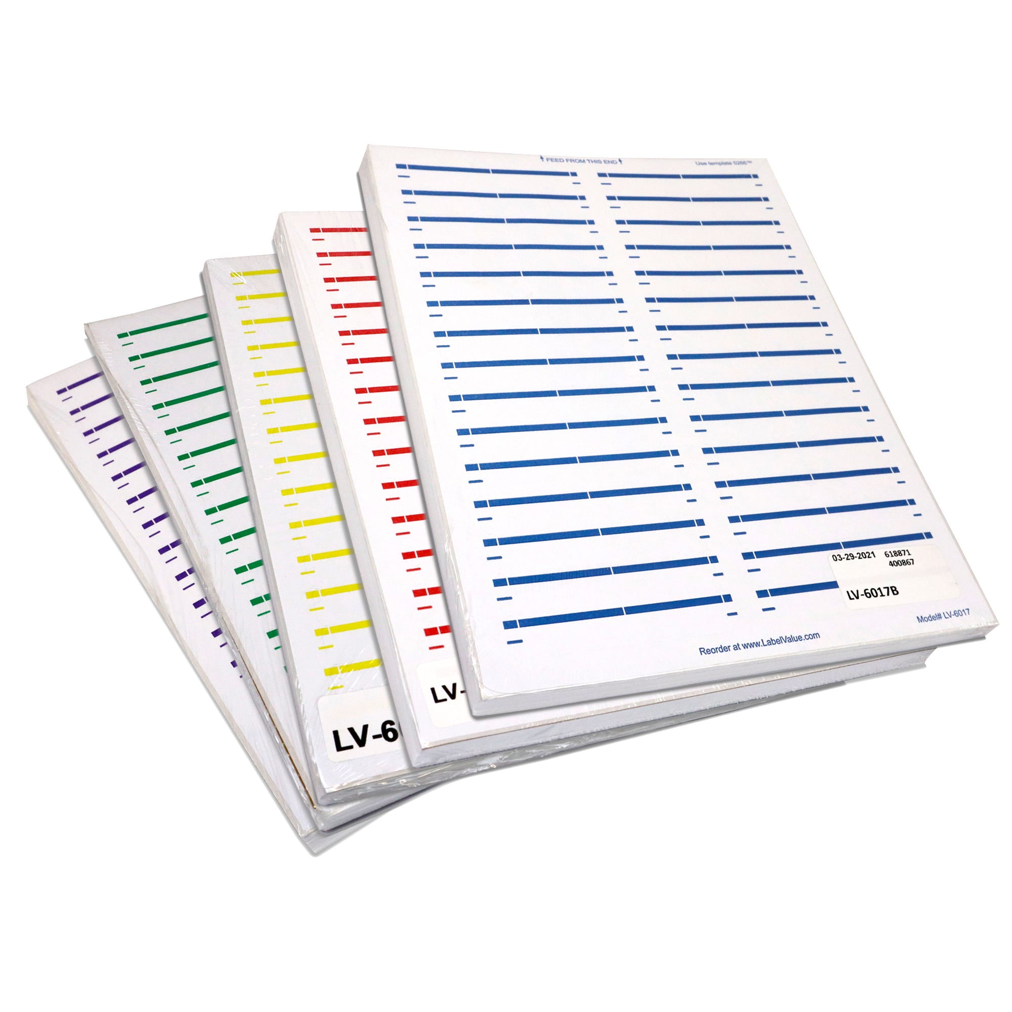 Assorted Colors Sheeted File Folder Labels 2/3" x 37/16" for Laser or