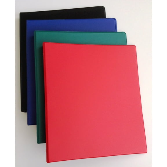 Assorted Colors of Vinyl 3-Ring Binders, 1/2-Inch, for 8.5" x 11" Sheets, with Inside Pockets, 4-PACK