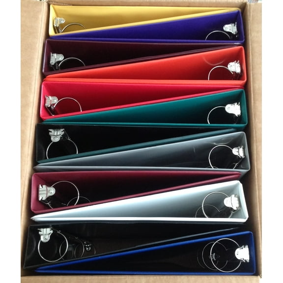Assorted Colors of Vinyl 3-Ring Binders, 1.5-Inch, for 8.5" x 11" Sheets, with Inside Pockets, BOX OF 11