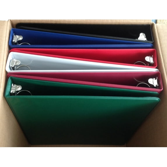 Assorted Colors of Vinyl 3-Ring Binders, 1-Inch, for 8.5" x 11" Sheets, with Inside Pockets, 6-PACK