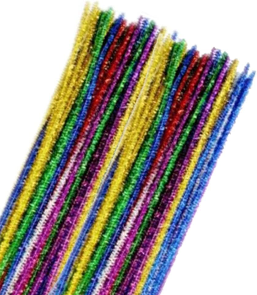 Assorted Colour Glitter Pipe Cleaners Chenille Art Craft Stems Tinsel