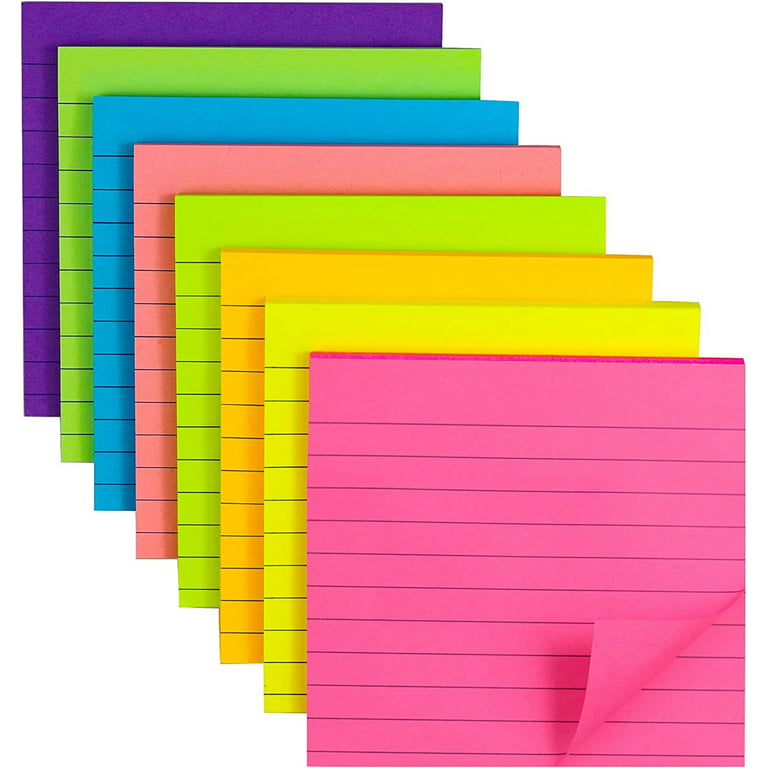 (24 Pack) Sticky Notes 3x3 in Post Bright Stickies Colorful Super Sticking  Power Memo Pads, Strong Adhesive, 74 Sheets/pad