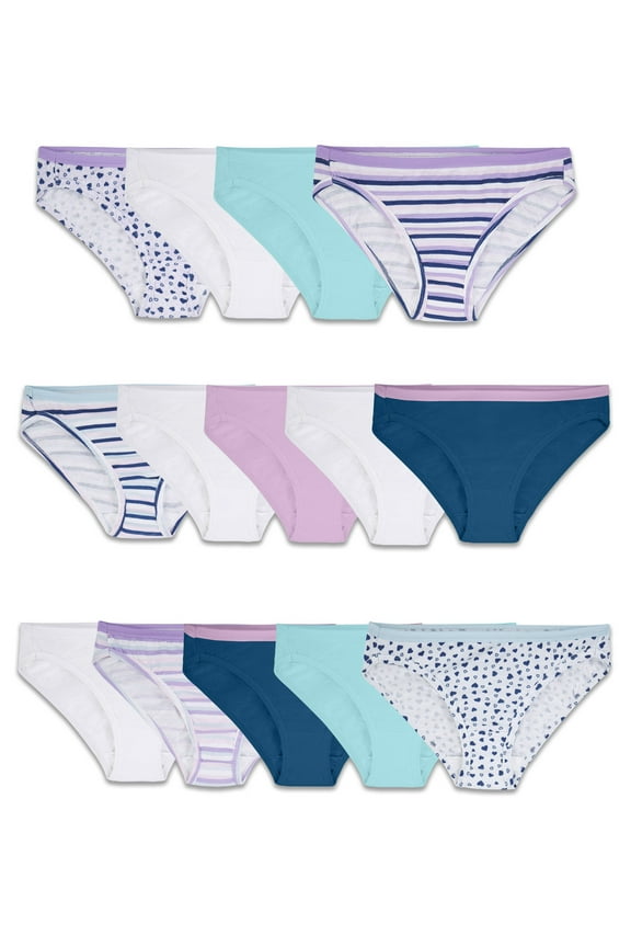 Assorted Cotton Bikini Underwear, 14 Pack (Little Girl & Big Girl)