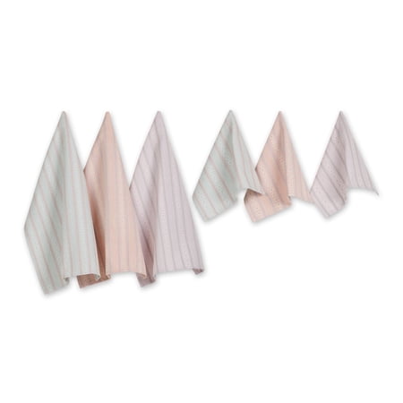 Assorted Daisy Dobby Dishtowel/Dishcloth Set (Set of 6)