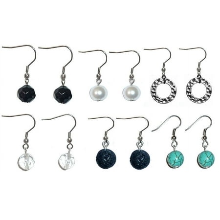 Assorted Dangle Earrings Surgical Stainless Steel French Wire Set of 6 Women