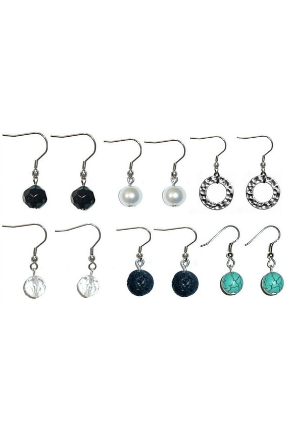 Assorted Dangle Earrings Surgical Stainless Steel French Wire Set of 6 Women
