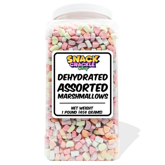 Assorted Dehydrated Marshmallows Colorful, Crunchy, & Sweet Mini Marshmallow Bits for Snacking, Baking, Hot Cocoa & Cereal, 16oz
