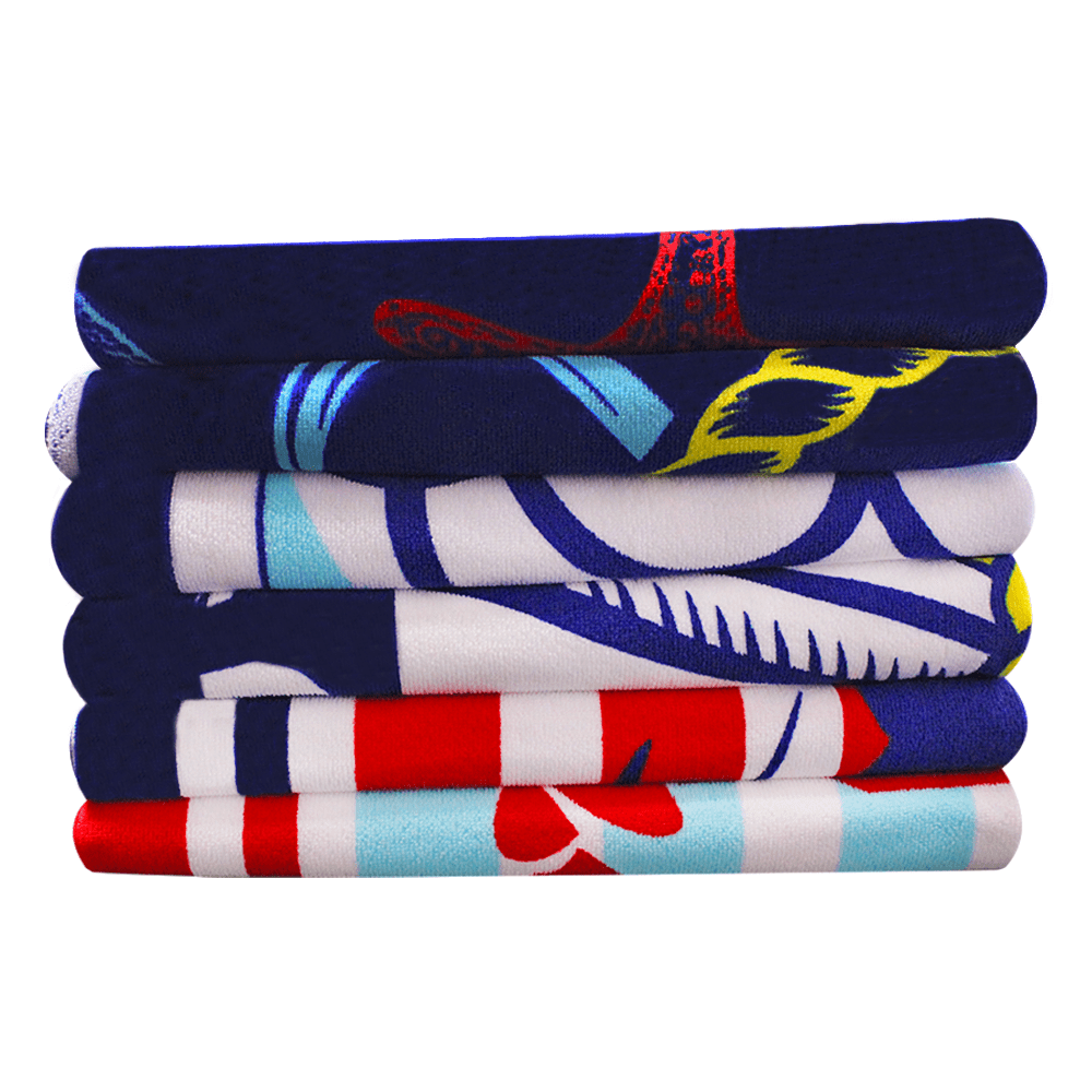 Assorted Designs 30 x 60 Nautical Microfiber Beach Towel Set (Pack of 6)
