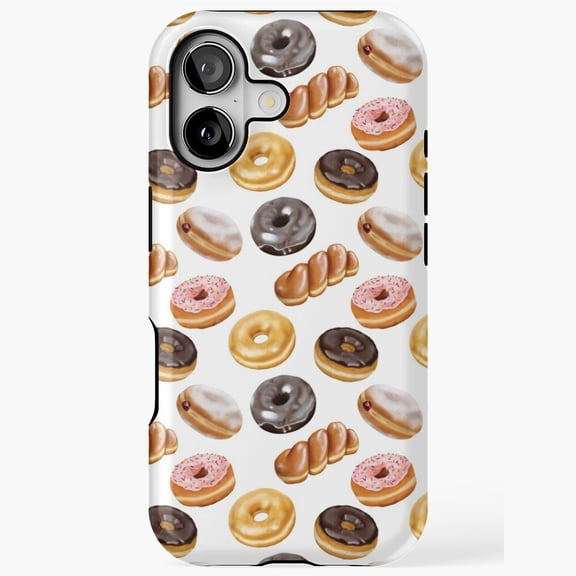 Assorted Donuts Pattern Colorful Sweet Pastry iPhone Case 11 to 17 Pro Max