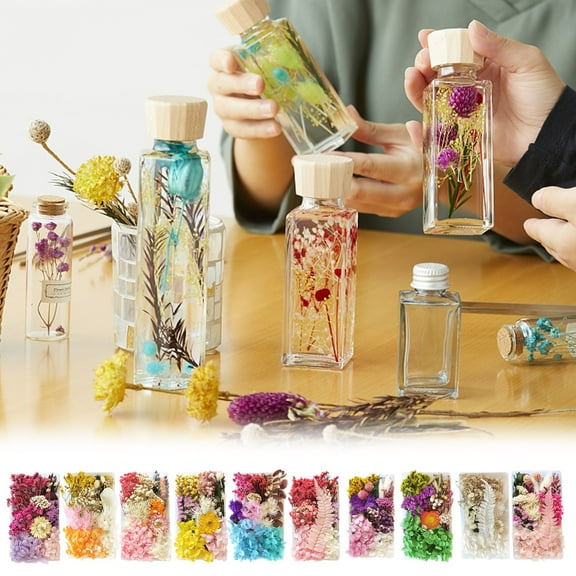 Assorted Dried Flowers DIY Kit, Preserved Everlasting Real Flower Materials Set, Multi-Use Dried Floral Supplies for Crafts, Card Making, Candle Decor, Photo Frame & Handmade Gifts