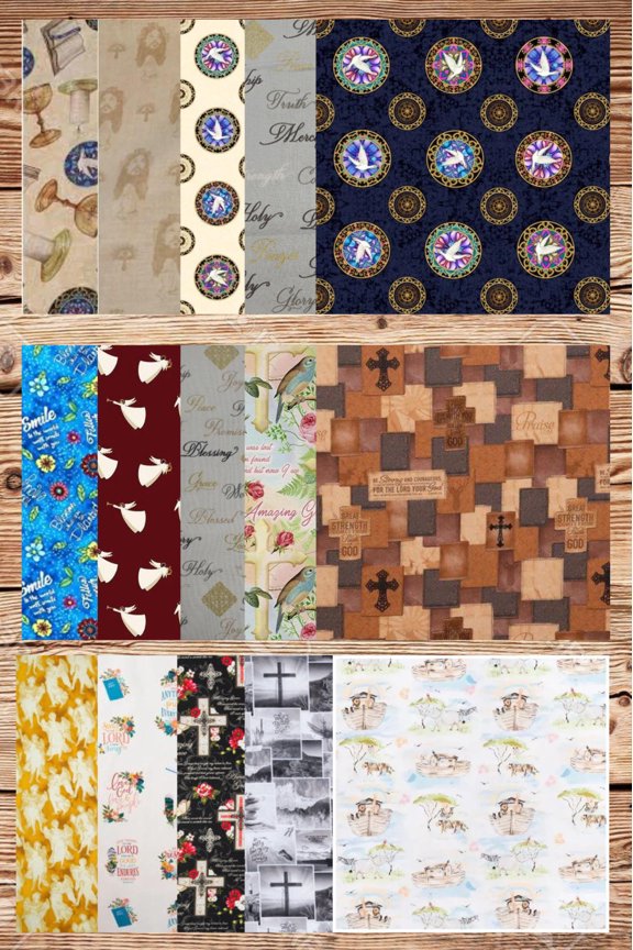 Assorted Faith Religious Fabric - 1 lb Scrap Bundle