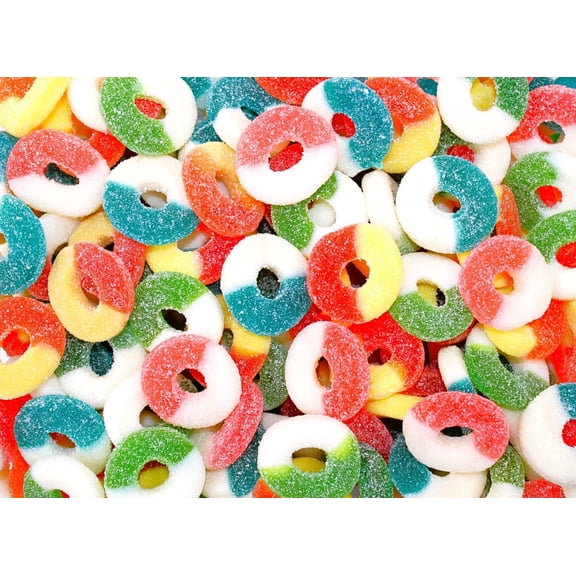 Assorted Flavored Gummy Rings- Bulk Assorted Gummy Candy Mix - Fresh, Soft, and Chewy Sugar Dusted Gourmet Candy Rings (1 Pound)