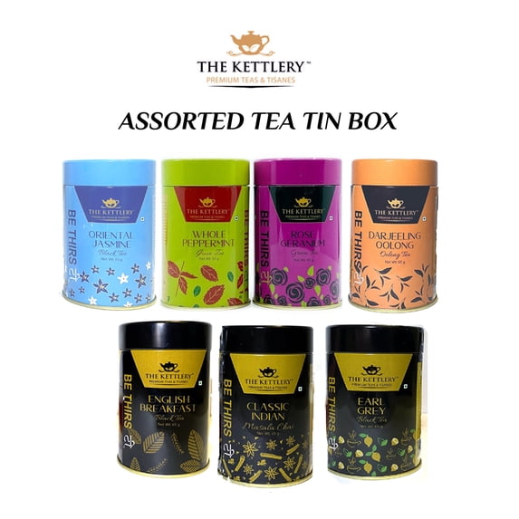 Assorted Flavored Tea Tins - Pack of 7
