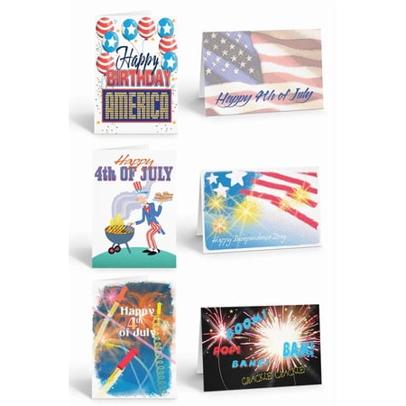Stonehouse Collection Patriotic Greeting Cards, Assorted Designs, Folded Cards with Envelopes, 12 Count