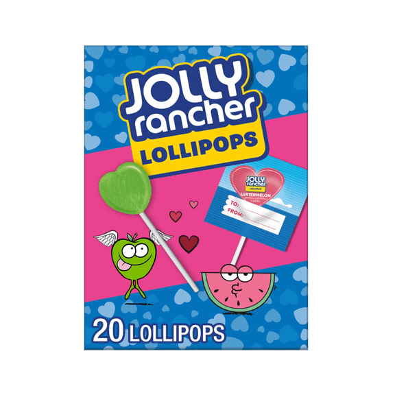 Assorted Fruit Flavored, Valentine's Lollipops Box, 9.2 oz (20 Pieces)