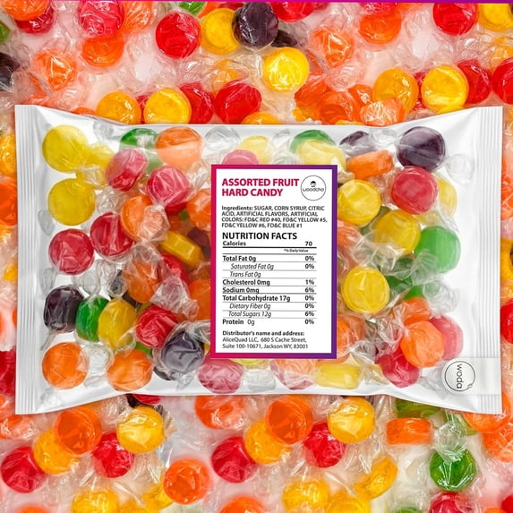 Assorted Fruit Hard Candy, 90 Pcs Individually Wrapped Fruit Drops – Bulk 16 oz Bag – Classic Hard Boiled Sweets for Office Candy Dish, Party Favors, Reception & Holiday Gifts