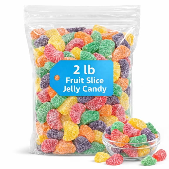 Assorted Fruit Slices Jelly Candy 2 LB Bag | Classic Sugar-Dusted Flavors | Holiday Buffet, Gift, & Dessert Decoration 636392