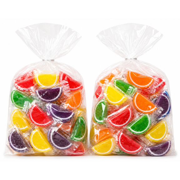 Assorted Fruit Slices Jelly Candy, Individually Wrapped, 2 Bags
