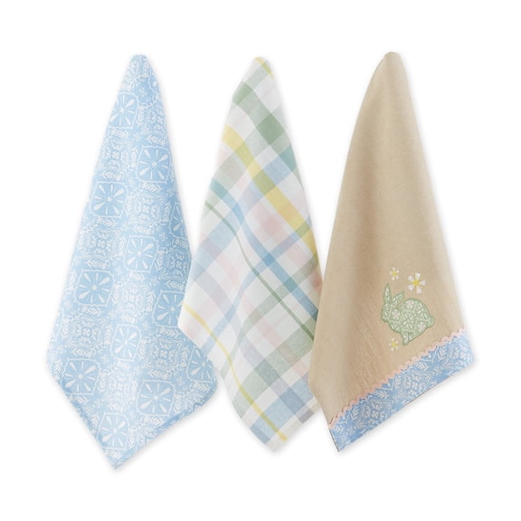 Assorted Garden Bunny Dishtowel Set (Set of 3)