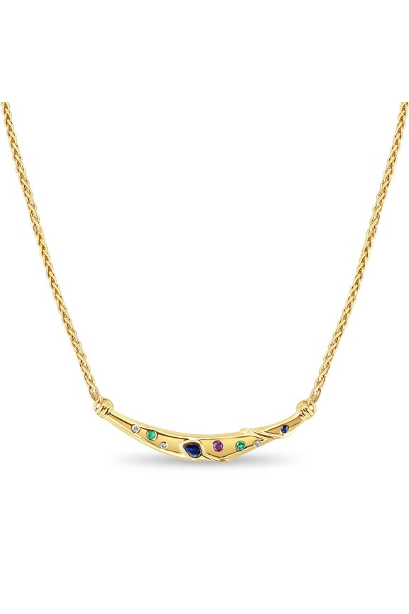 Assorted Gemstones Arc Necklace