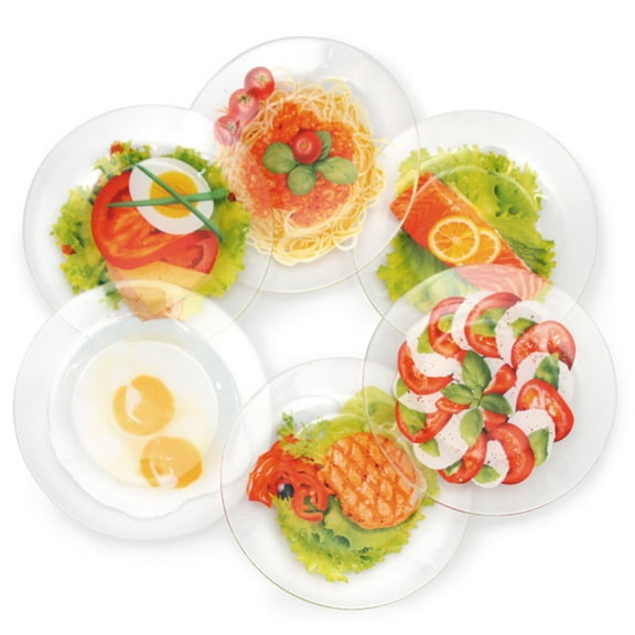 Assorted Glass Dinner Plates Dinnerware Set of 6, Diameter: 7.5
