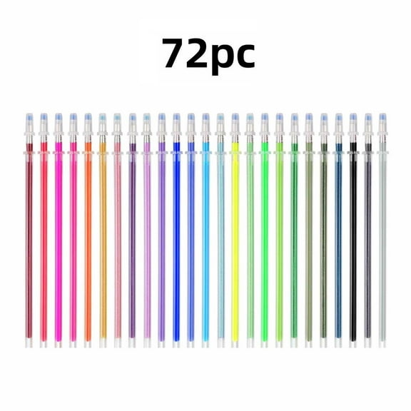 Assorted Glitter Gel Pen Refills,72/84/120PCS Multi Color Gel Ink Pen Replacement,1mm Thick Line,Suitable For Coloring,DIY,Scrapbook,Card & Decor,Useful Stationery for Home & Office(5.1")(72PC)