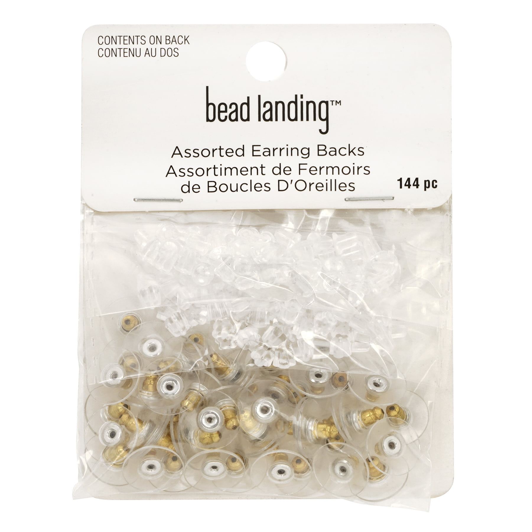 Assorted Gold Earring Backs by Bead Landing – Nickel-Free Brass & Plastic Earring Stoppers in 3 Styles for DIY Jewelry & Repairs - 12 Pack