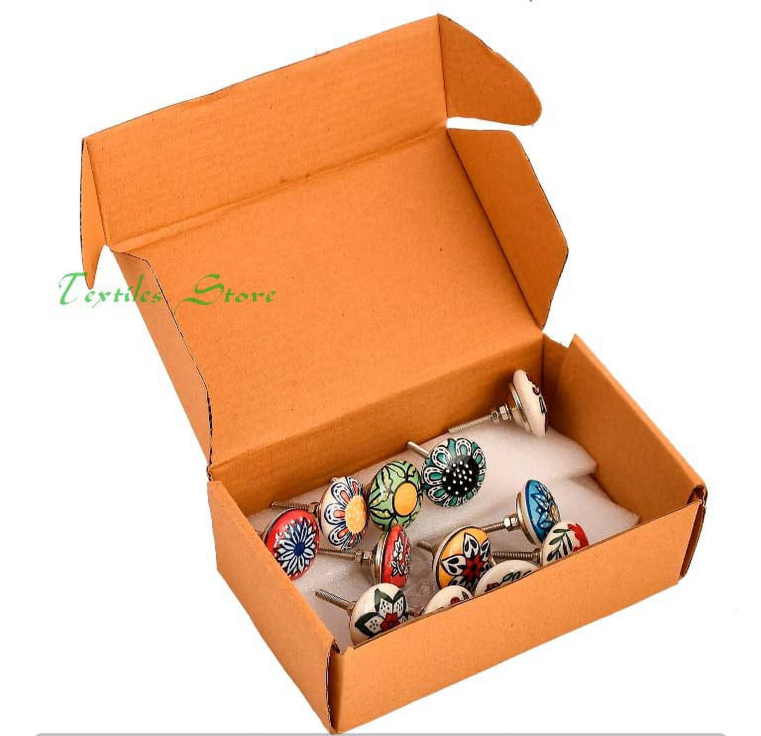 Assorted Gold Rare Hand Painted Ceramic Cabinet Knobs and Pulls with Brass Hardware For Kitchen And Bathroom Cabinets Drawers Dressers 10 Pcs Lot