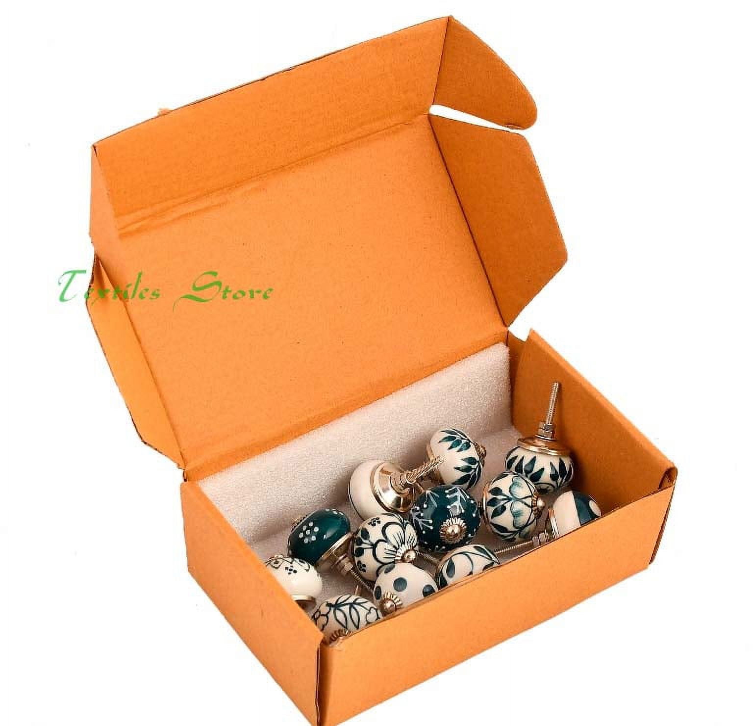 Assorted Gold Rare Hand Painted Ceramic Cabinet Knobs and Pulls with Brass Hardware For Kitchen And Bathroom Cabinets Drawers Dressers 10 Pcs Lot