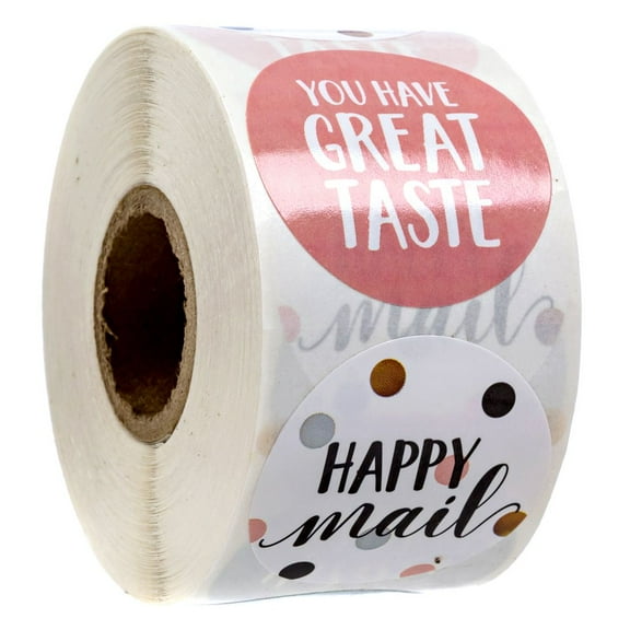 Assorted Happy Mail Stickers / 500 Great Taste Stickers / 6 Chic Designs / 1.5" Small Business Customer Order Stickers / Made In The USA