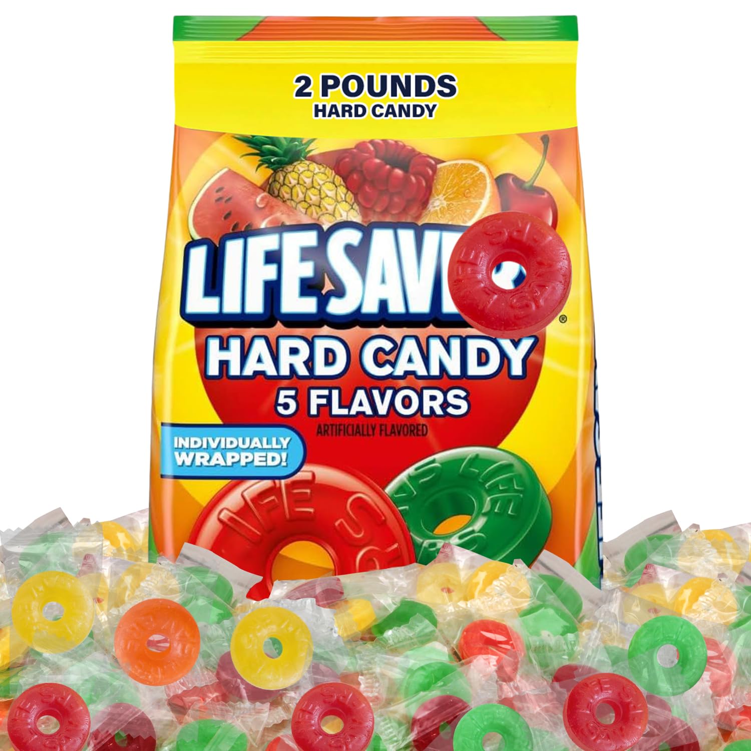 Amscan Candy Buffet Strisce Party Bags, Arancione, 10 Sacchetti Di Cellophane A Strisce Con Chiusure, 27.3x8.3 Cm, Ideali Per Caramelle E Regali