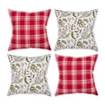 thumbnail image 1 of Assorted Holiday Sprig Print And Plaid Pillow Cover 18X18 (Set Of 4), 1 of 3