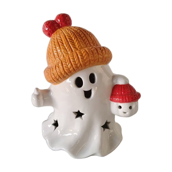 Assorted Hollow Ceramic Ghost Figurines Star Cutout Halloween Ghost Tabletop Ornament Cute Spooky Indoor Tiered Tray Home Holiday Decor