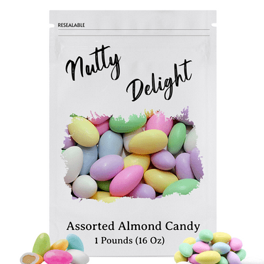 Assorted Jordan Almonds - 1 lb Bag - Pastel Color Mix - Premium Hard Candy