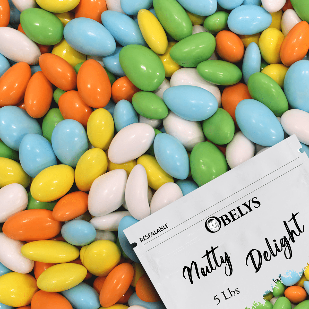Assorted Jordan Almonds - 5 lb Bag - Pastel Color Mix - Premium Hard Candy