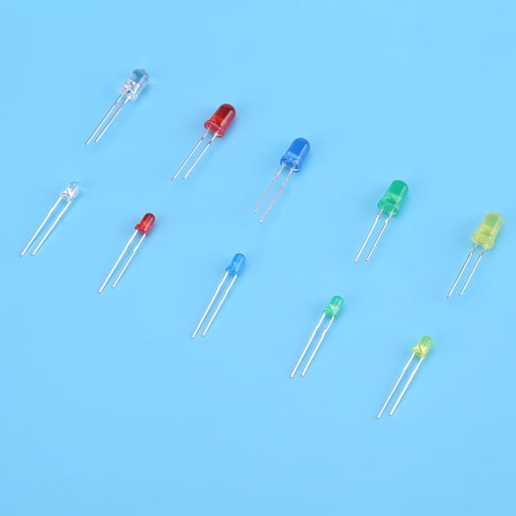 Assorted LED Diodes, Red, Yellow, White, Green, Blue, 8 Light Angle, 200 Count