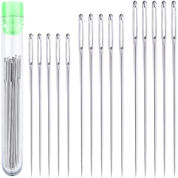 Assorted Large-Eye Hand Sewing Needles - 15 Pcs Big Eye Stitching Needles (2.4", 2.2" and 2")