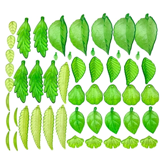 Assorted Leaf Shaped Beads Translucent Green Jewelry Crafting DIY Elements