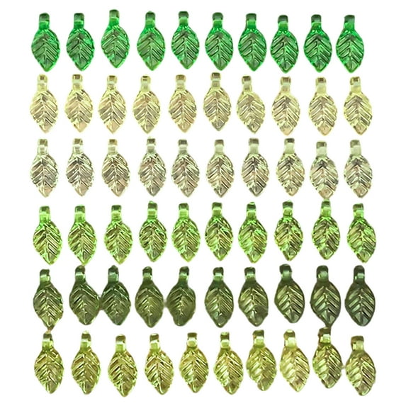 Assorted Leaf Shaped Beads Translucent Green Jewelry Crafting DIY Elements
