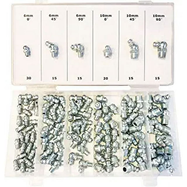 Assorted METRIC Zerk Hydraulic Grease Fittings (110 Piece Set