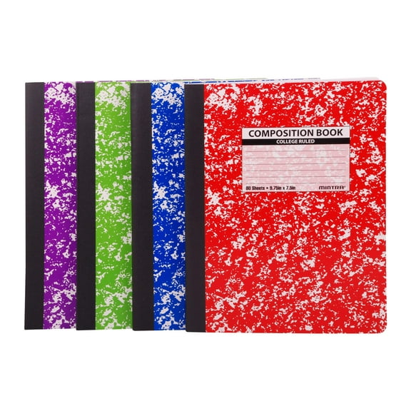 Assorted Marble Composition Books (College Ruled, 4 Pack)