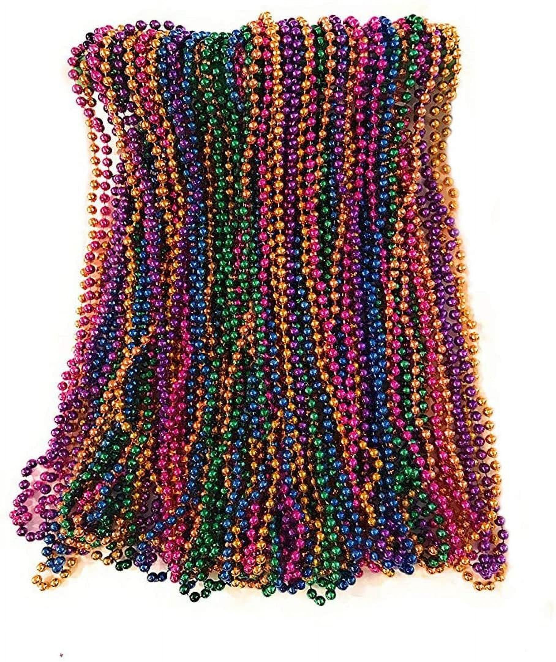 URUW 24pcs 33inch Mardi Gras Beads Necklace Multicolor, AB Beads Glitter  Plastic Necklace, Mardi Gras Throws, Party Beads Costume Necklaces,Birthday