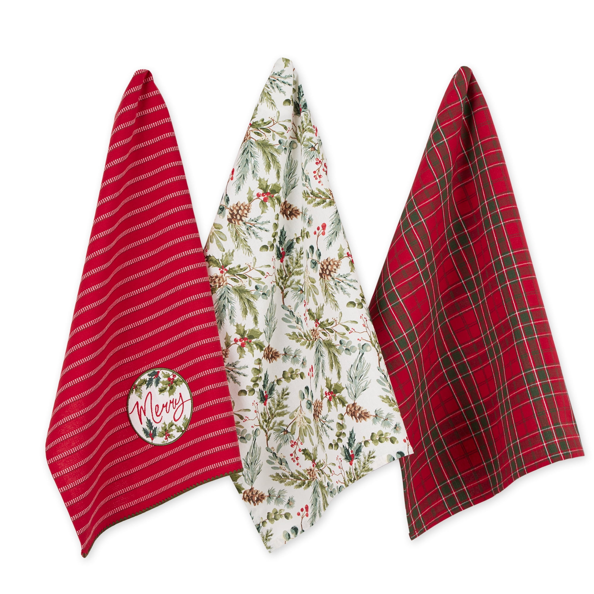 Assorted Holly Jolly Sprigs Dishtowel (Set Of 3) - Walmart.com