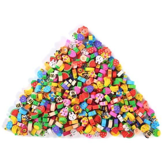 Assorted Mini Animal and Fruit Shaped Erasers, Non-Latex Rubber Pencil Erasers for Stationery Rewards and Gift Fillers