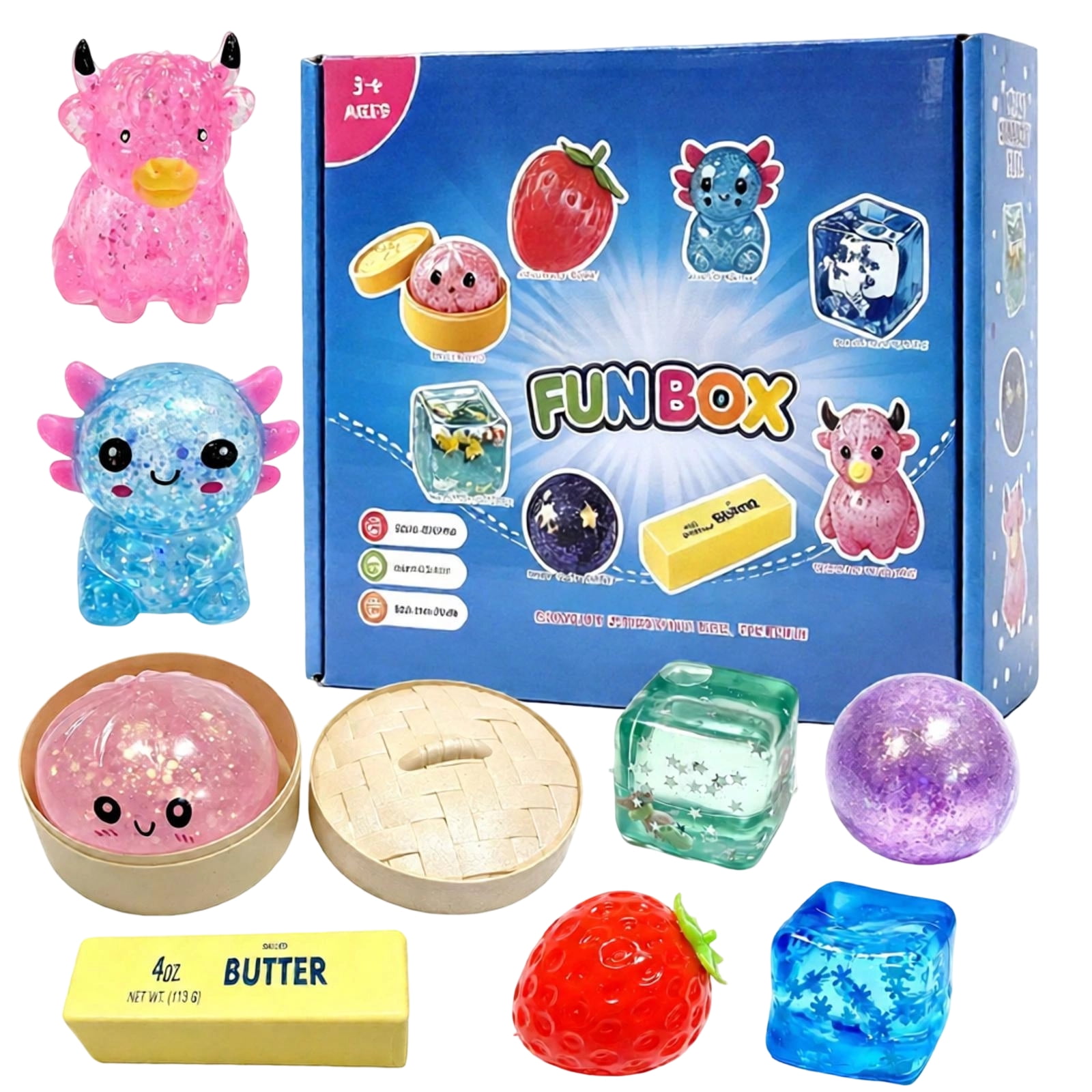 Assorted Mochi & Slow Rising Fidget Set, 8 Pack Slow Rising Toy Gift ...