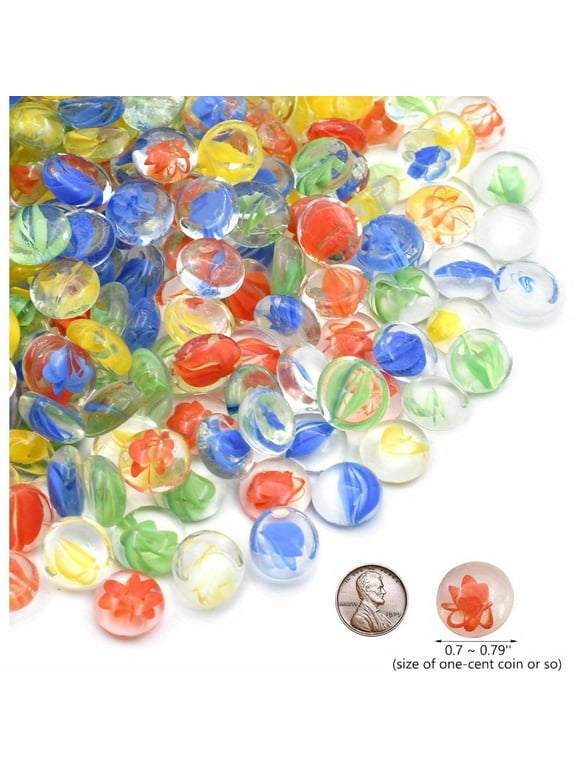 Assorted Multi-Color Flat Glass Marbles, 4 LB Glass Beads & Pebbles, Vase Filler for Crafts, Home Decor, Centerpieces, Plants and Aquarium Decor