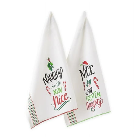 Assorted Naughty Nice Printed Dishtowel (Set of 2)