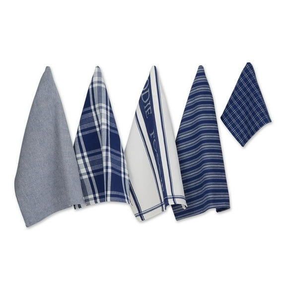 Assorted Nautical Blue Foodie Dishtowel And Dishcloth (Set of 5)