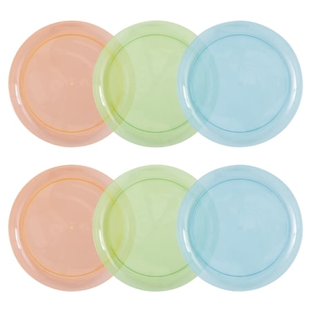 Neon Blacklight-Reactive Plastic Plates, 9", Assorted Colors, 6 Pieces, by Way To Celebrate